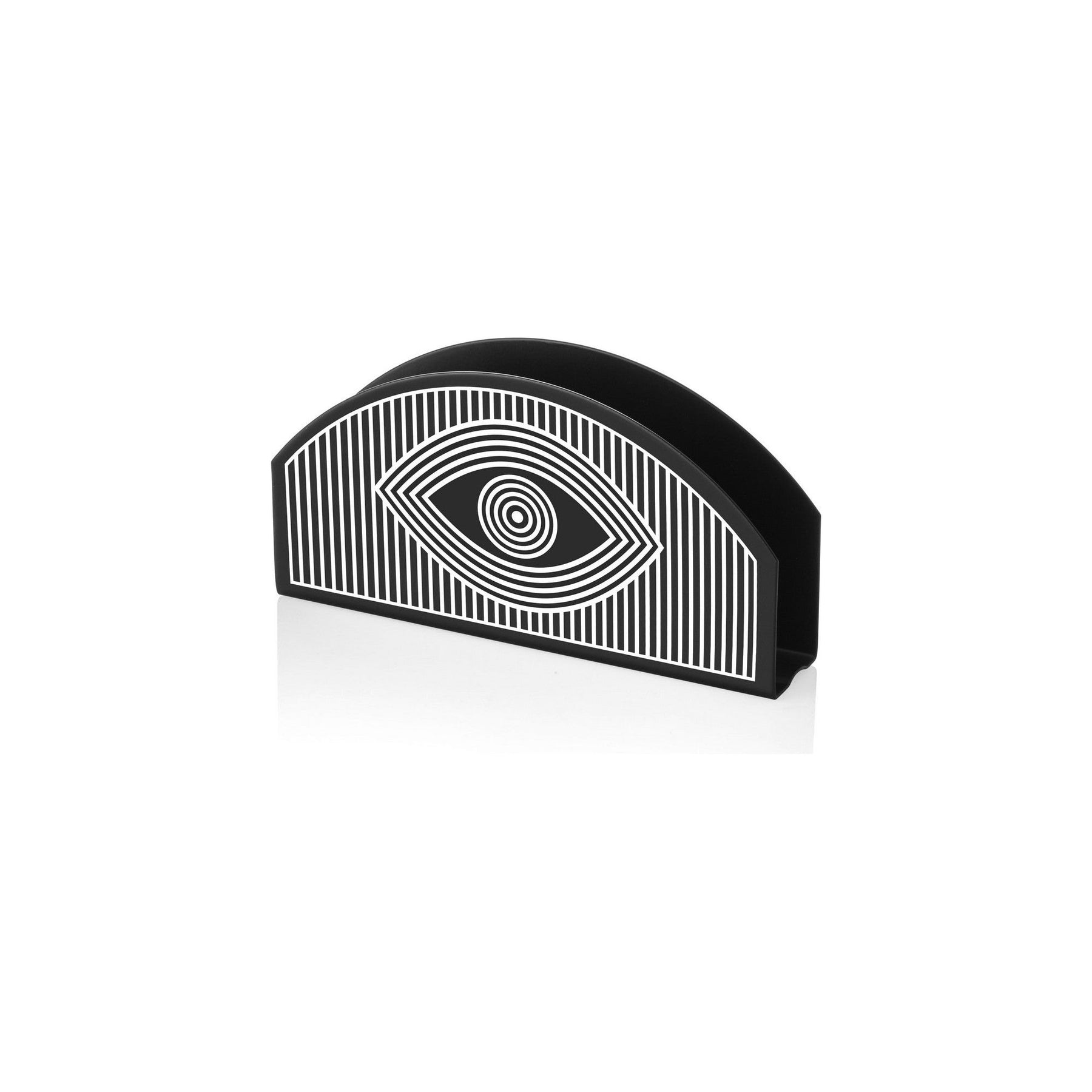 Suport de servetele PCT0011, negru cu imprimeu, metal 100%, 16x2x8 cm