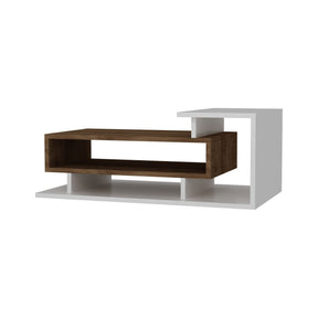 Masuta cafea Spring, alb/nuc, PAL melaminat, 90x50x25 cm