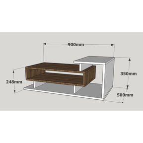 Masuta cafea Spring, alb/nuc, PAL melaminat, 90x50x25 cm