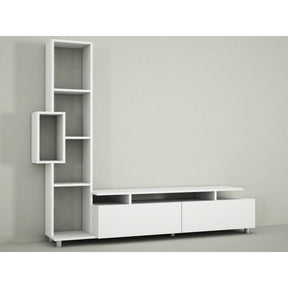 Set living TV Tulip, din PAL melaminat, alb, 190x167x30 cm