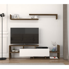 Set living Dream, din PAL melaminat, alb/nuc, 154x25x42 cm
