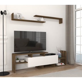 Set living Dream, din PAL melaminat, alb/nuc, 154x25x42 cm