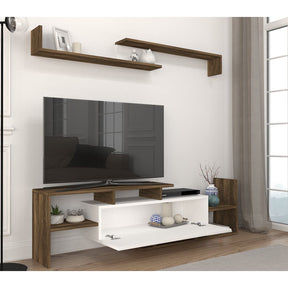 Set living Dream, din PAL melaminat, alb/nuc, 154x25x42 cm