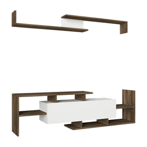 Set living Dream, din PAL melaminat, alb/nuc, 154x25x42 cm
