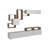 Set Living Elit, din PAL melaminat, alb/nuc, 210x37 cm
