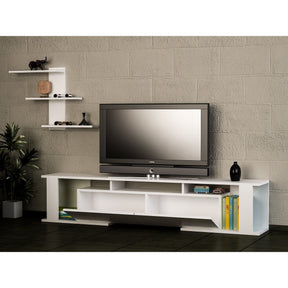 Set living Game, din PAL melaminat, alb, 180x30x37 cm