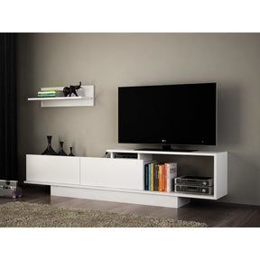 Set living Asos, format din comoda TV si o polita, alb, PAL