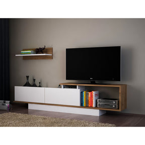 Set Living Asos, din PAL melaminat, alb/nuc, 180x30x45 cm