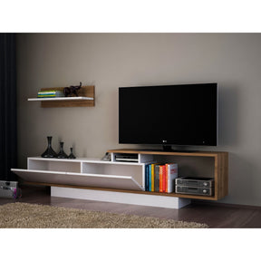 Set Living Asos, din PAL melaminat, alb/nuc, 180x30x45 cm
