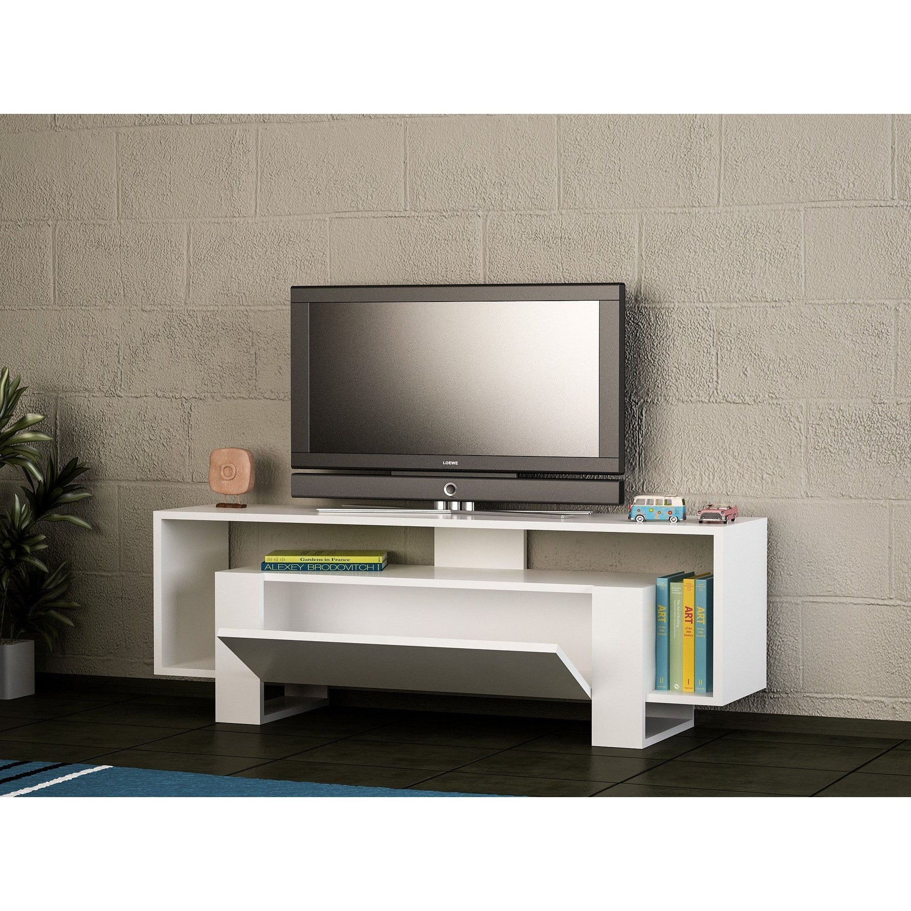 Comoda TV Mery, din PAL melaminat, alb, 120x33x49 cm