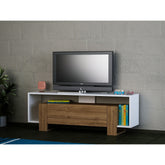 Comoda TV Mery, din PAL melaminat, alb/alun, 120x33x49 cm