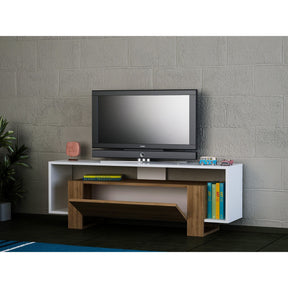 Comoda TV Mery, din PAL melaminat, alb/alun, 120x33x49 cm