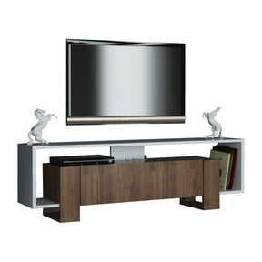 Comoda TV Mery, din PAL melaminat, alb/alun, 120x33x49 cm