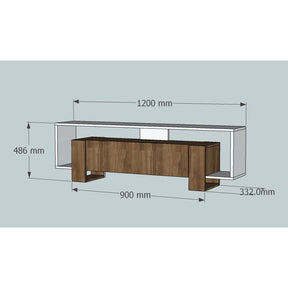 Comoda TV Mery, din PAL melaminat, alb/alun, 120x33x49 cm