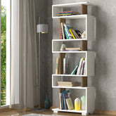 Biblioteca  Blok, alun/alb, PAL melaminat, 60x165x20 cm