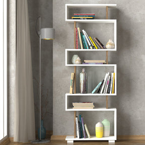 Biblioteca  Blok, alun/alb, PAL melaminat, 60x165x20 cm