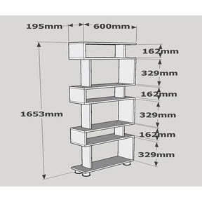 Biblioteca  Blok, alun/alb, PAL melaminat, 60x165x20 cm