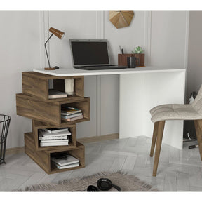 Birou Jenga, nuc/alb, PAL, 130x60x75 cm