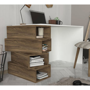 Birou Jenga, nuc/alb, PAL, 130x60x75 cm