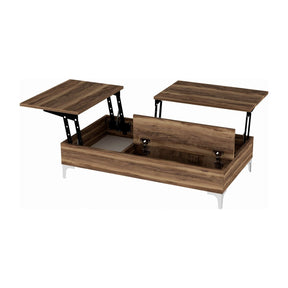 Masuta de cafea extensibila Esinti, din PAL melaminat, nuc, 153.6x51.7x101 cm