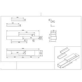 Set living Nirvana, din PAL melaminat, alb/tec, 180x42x30 cm