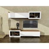 Living TV Prag, alb/nuc, PAL melaminat, 160x35x27 cm