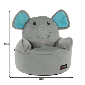 Fotoliu tip sac pentru copii in forma de elefant gri BABY TIPUL 2, 55x50 cm.