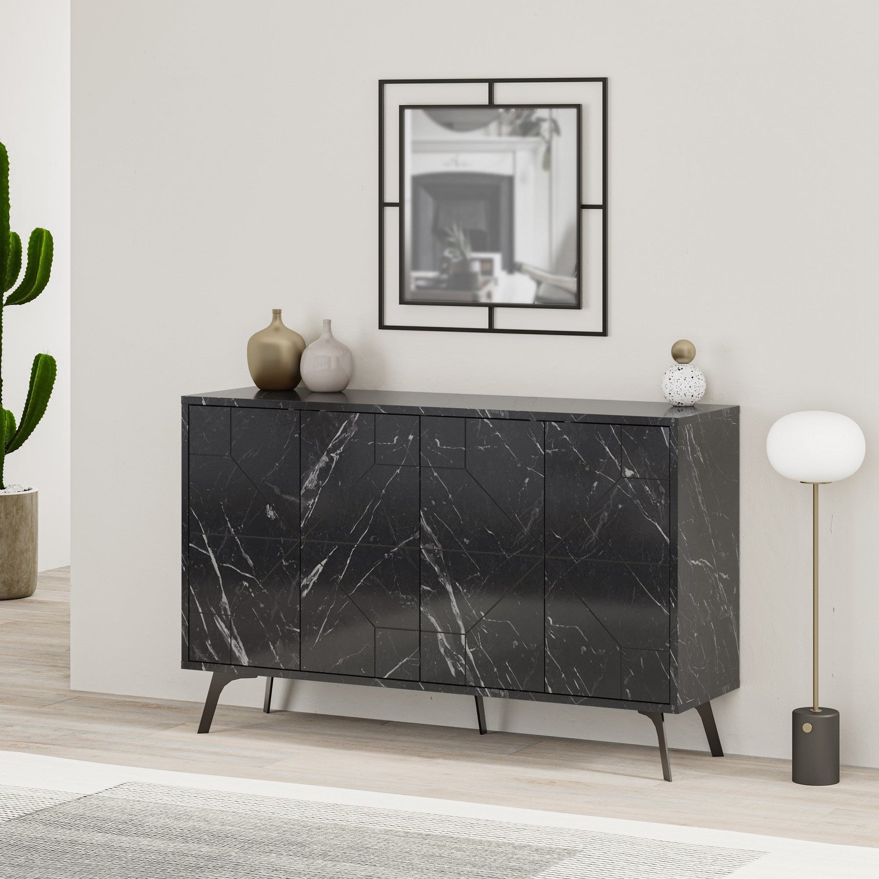 Comoda Dune, negru, PAL, 123x35x77 cm