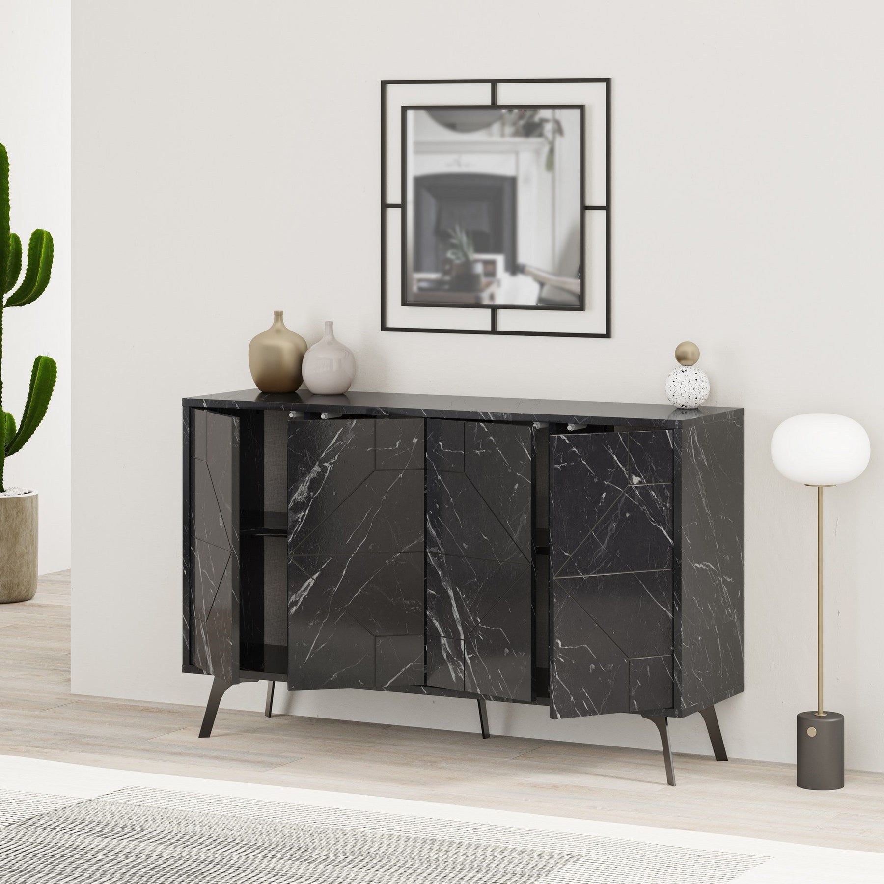 Comoda Dune, negru, PAL, 123x35x77 cm