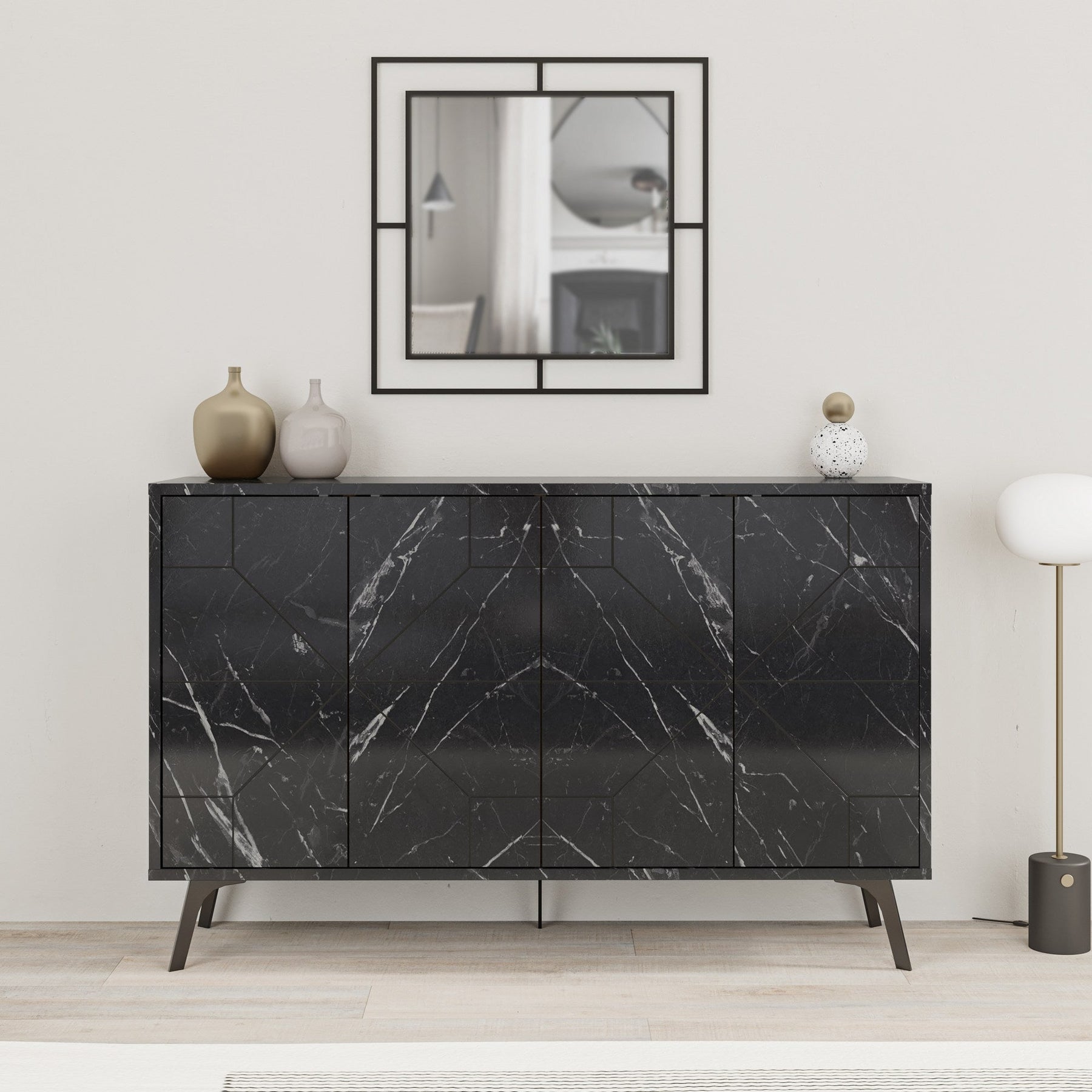 Comoda Dune, negru, PAL, 123x35x77 cm