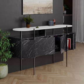 Consola Hanley, negru/alb, PAL, 150x38x86 cm