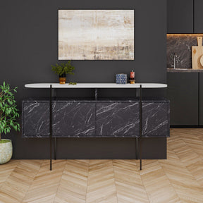 Consola Hanley, negru/alb, PAL, 150x38x86 cm