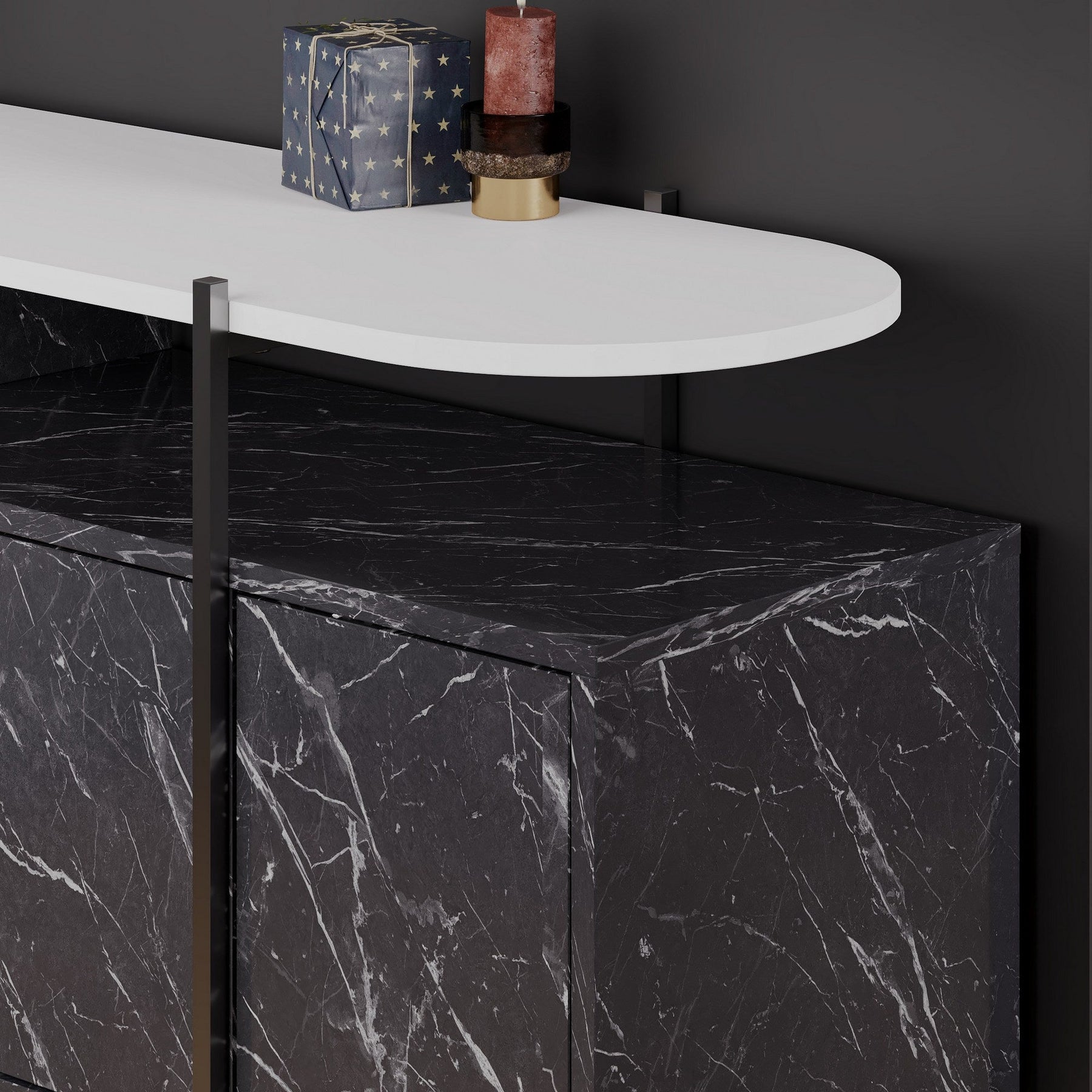 Consola Hanley, negru/alb, PAL, 150x38x86 cm