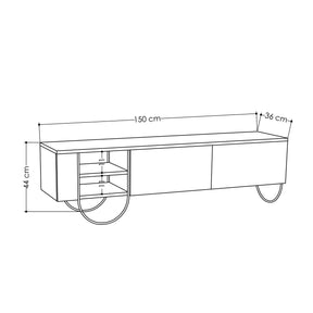 Comoda TV Norfolk, bej, PAL/metal, 150x36x44 cm