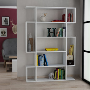 Biblioteca Mito, din PAL melaminat, alb, 110x26x161 cm