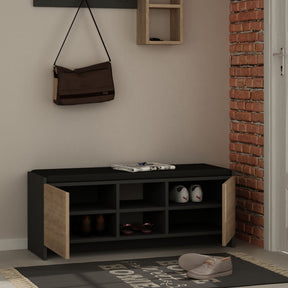 Pantofar Zulla, stejar/gri, PAL melaminat, 110x43x37 cm
