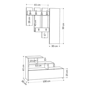 Cuier hol Vesty, alb, PAL melaminat, 100x30x61 cm