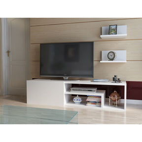 Set comoda Tv si 2 rafturi Zeplin, alb, PAL melaminat, 120x29x30 cm