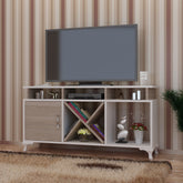 Comoda TV Ay, alb/stejar, PAL, 120x30x54 cm