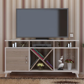 Comoda TV Ay, alb/stejar, PAL, 120x30x54 cm