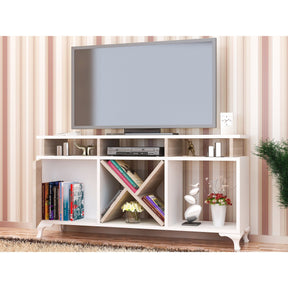 Comoda TV Ay, alb/stejar, PAL, 120x30x54 cm