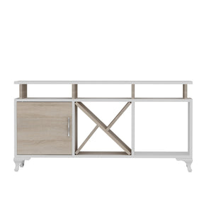 Comoda TV Ay, alb/stejar, PAL, 120x30x54 cm