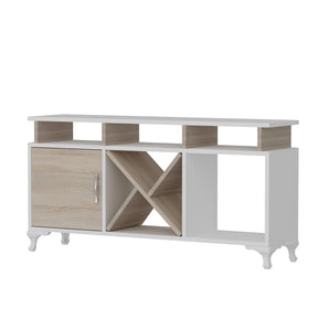 Comoda TV Ay, alb/stejar, PAL, 120x30x54 cm