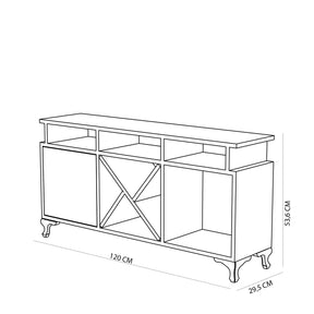 Comoda TV Ay, alb/stejar, PAL, 120x30x54 cm