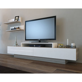 Set comoda TV si 2 rafturi Lusi, alb/stejar, PAL