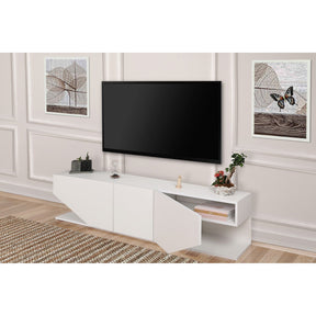 Comoda TV Inci, din PAL melaminat, alb, 180x30x40 cm