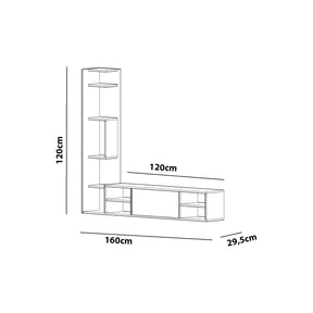 Comoda TV Pera, alb, PAL melaminat, 160x29.5x120 cm