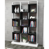 Biblioteca Edge, din PAL melaminat, alb/negru, 120x30x188 cm