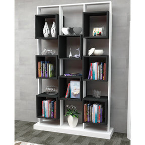 Biblioteca Edge, din PAL melaminat, alb/negru, 120x30x188 cm