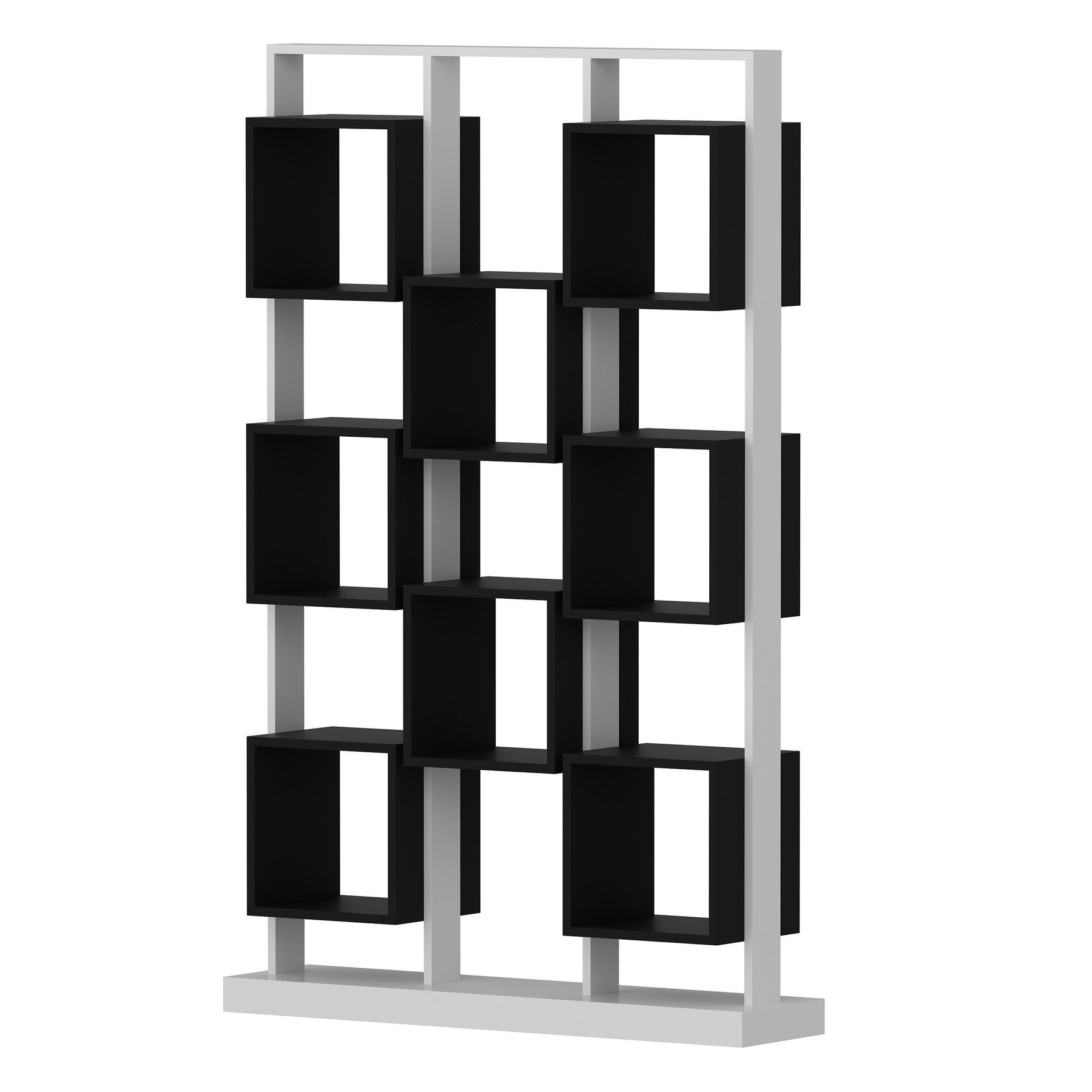 Biblioteca Edge, din PAL melaminat, alb/negru, 120x30x188 cm